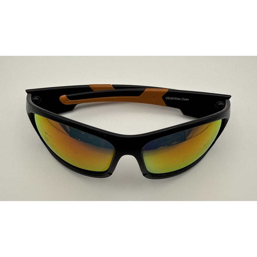 Vintage Optic Nerve Sunglasses Black /Orange Wrap Around OE20/Wide Open